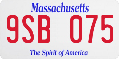 MA license plate 9SB075