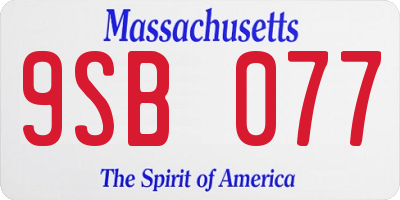 MA license plate 9SB077