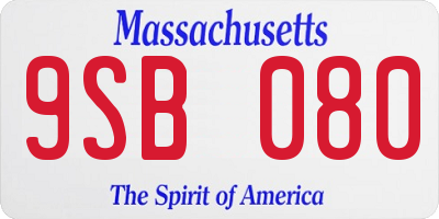 MA license plate 9SB080
