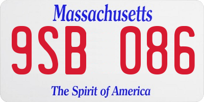 MA license plate 9SB086