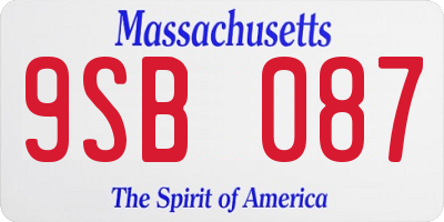 MA license plate 9SB087