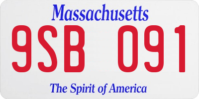 MA license plate 9SB091