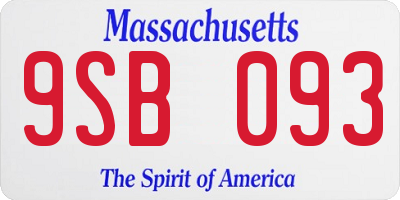 MA license plate 9SB093
