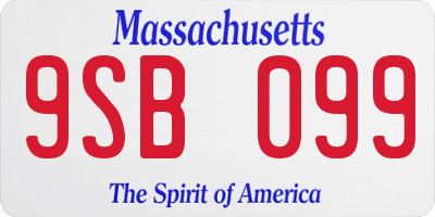 MA license plate 9SB099