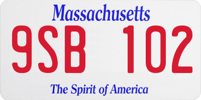 MA license plate 9SB102
