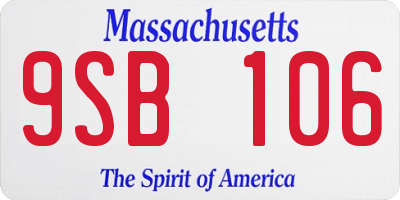 MA license plate 9SB106