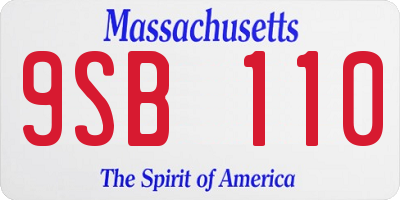 MA license plate 9SB110