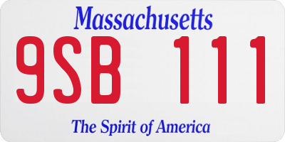 MA license plate 9SB111