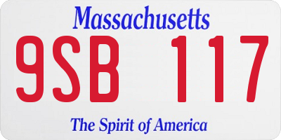 MA license plate 9SB117