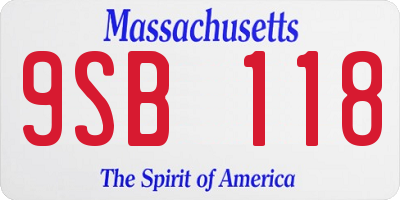 MA license plate 9SB118