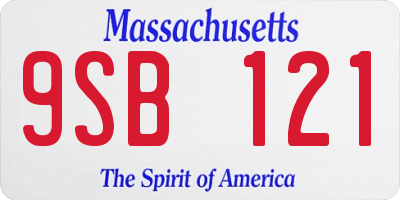 MA license plate 9SB121