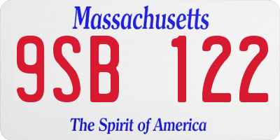 MA license plate 9SB122