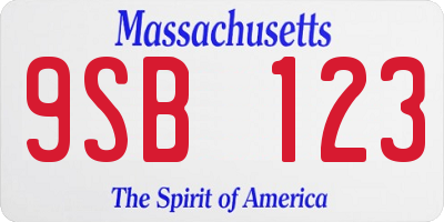 MA license plate 9SB123