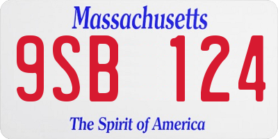MA license plate 9SB124
