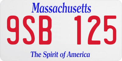 MA license plate 9SB125
