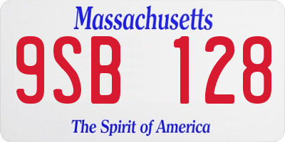 MA license plate 9SB128