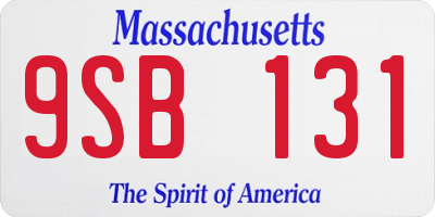 MA license plate 9SB131