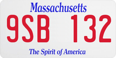 MA license plate 9SB132