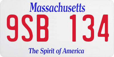 MA license plate 9SB134