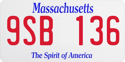 MA license plate 9SB136
