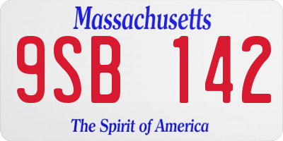 MA license plate 9SB142