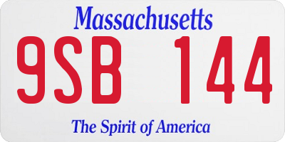 MA license plate 9SB144
