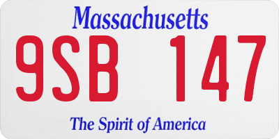 MA license plate 9SB147