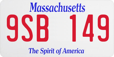 MA license plate 9SB149