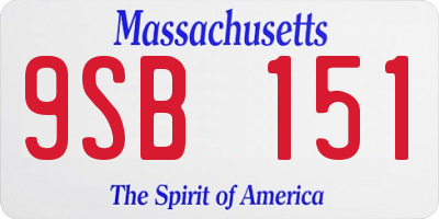 MA license plate 9SB151