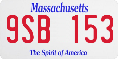 MA license plate 9SB153