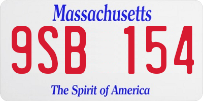 MA license plate 9SB154