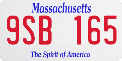 MA license plate 9SB165