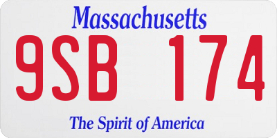 MA license plate 9SB174