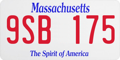 MA license plate 9SB175