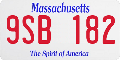 MA license plate 9SB182