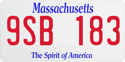 MA license plate 9SB183