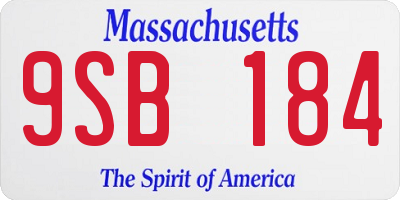 MA license plate 9SB184