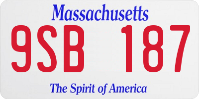 MA license plate 9SB187