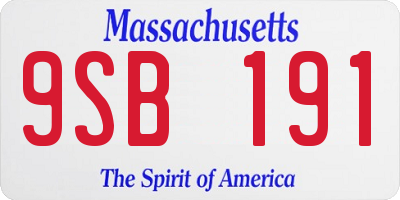 MA license plate 9SB191