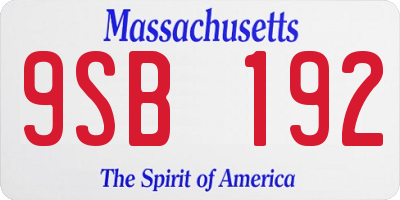 MA license plate 9SB192