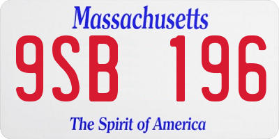 MA license plate 9SB196