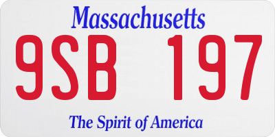 MA license plate 9SB197