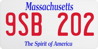 MA license plate 9SB202
