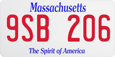 MA license plate 9SB206