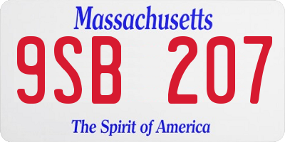 MA license plate 9SB207