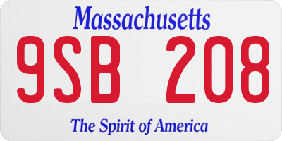 MA license plate 9SB208