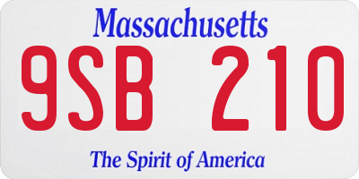 MA license plate 9SB210