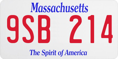MA license plate 9SB214