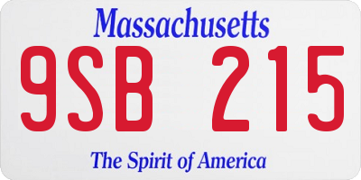 MA license plate 9SB215