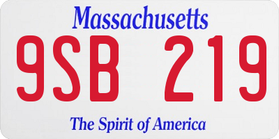 MA license plate 9SB219